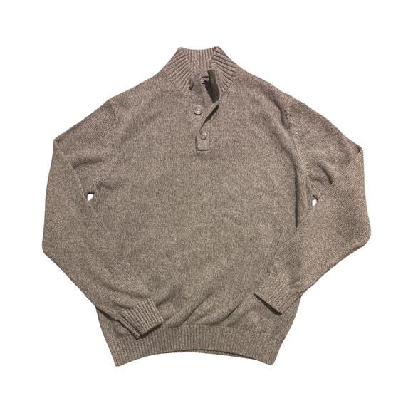 Izod Men's Gray Mock Turtleneck Henley Sweater | Size Large - Picture 1 of 3